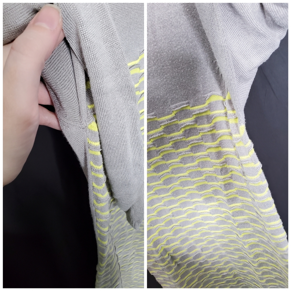 CUT25 BY YIGAL AZROUËL Grey & Yellow Weave Knee-Length Sweater Dress Size Small - Picture 5 of 11